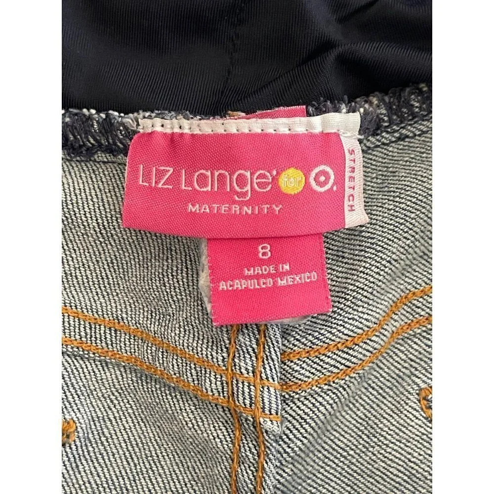 Liz Lange Maternity Blue Jeans Size 8 Stretch Boot Cut Elastic Tummy Panel